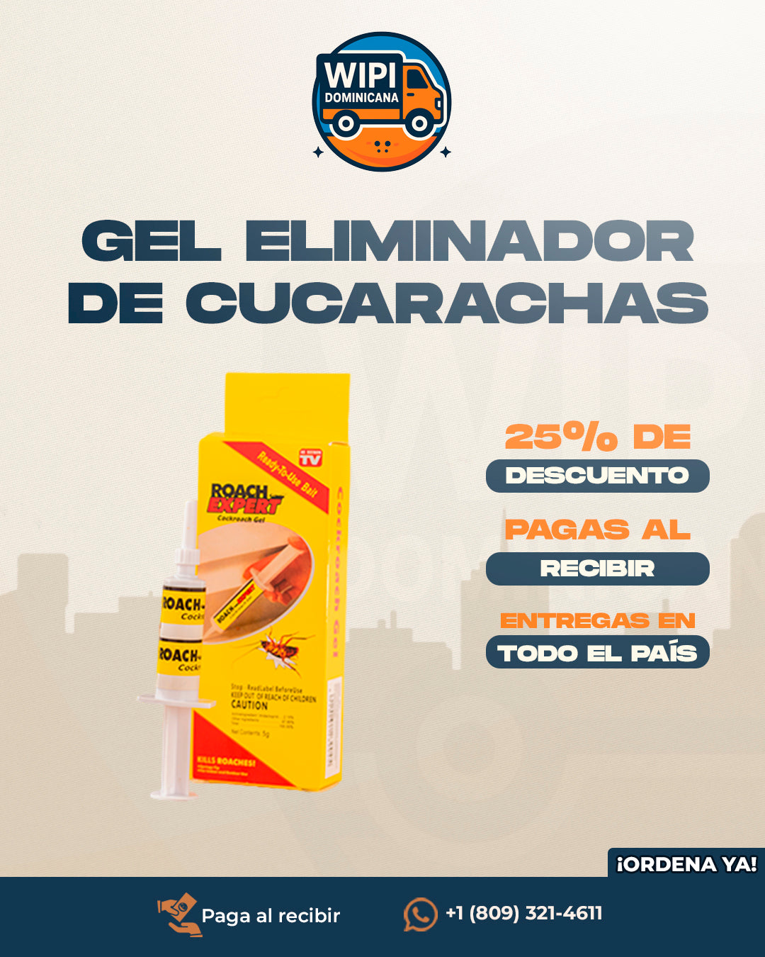 Gel eliminador de Cucarachas RoachXpert™ | ¿Ves 1 Cucaracha? ¡Hay 100 Escondidas! Acábalas Todas con este Gel!