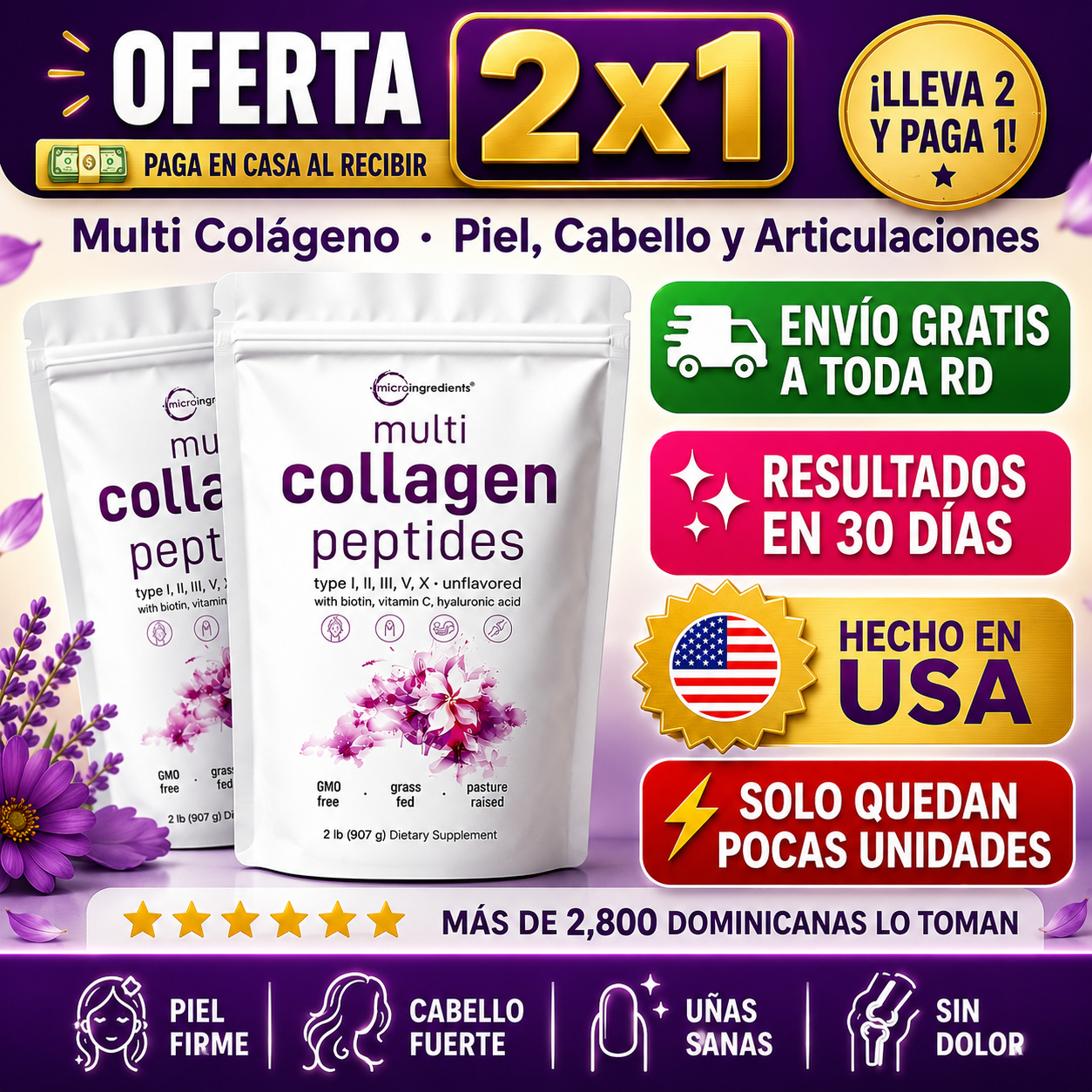 OFERTA 2x1 Multi Colágeno Peptides  Piel, Cabello y Articulaciones